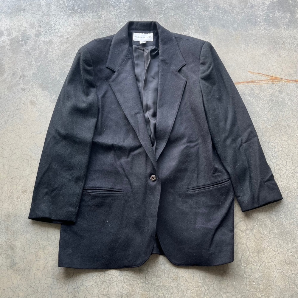 Fundamental Things Black 100% Pure Wool Single Button Blazer Jacket Womens 12